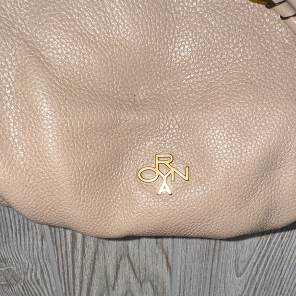 orYANY Taupe Leather Hobo Bag with Gold Details and whipstitching - Picture 2 of 13